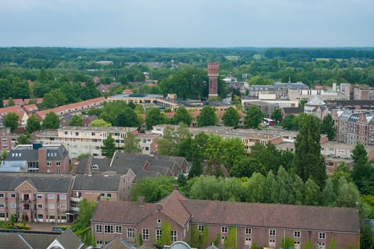 view over Oldenzaal, a dutch town with in the middle an ancient water tower