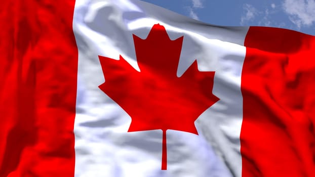 Canadian national flag waving in the wind
