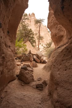 View into sandstone canyons made by nature