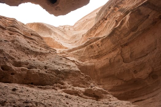 View into sandstone canyons made by nature