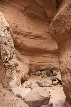 View into sandstone canyons made by nature
