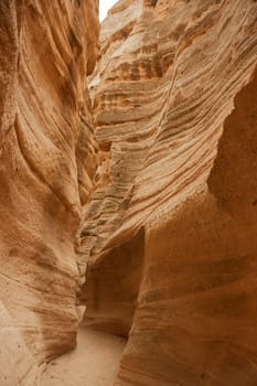 View into sandstone canyons made by nature