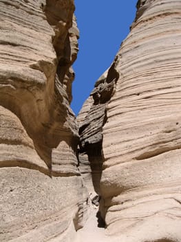 View into sandstone canyons made by nature