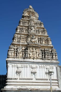 View of Yoganarasimha Temple Tower (Gopura), Melkote, Karnataka, India, Asia
