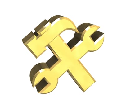 industrial working symbol in gold (3d made)