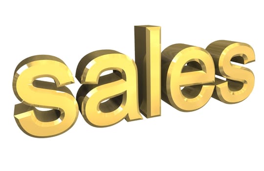 isolated sales symbol in gold - 3d made