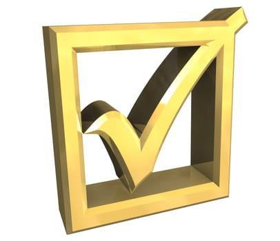 ok tick in gold - 3D made