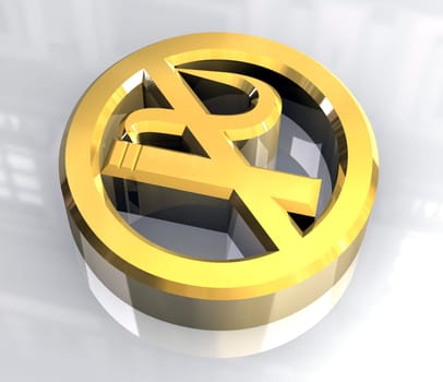 No smoking icon symbol in gold (3D made)
