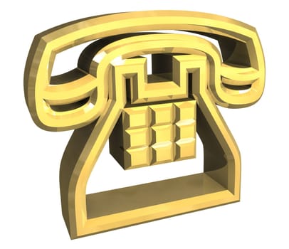 phone symbol in gold - 3d made