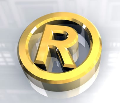 Registered symbol in gold (3d made)