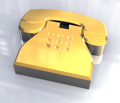 phone symbol in gold - 3d made