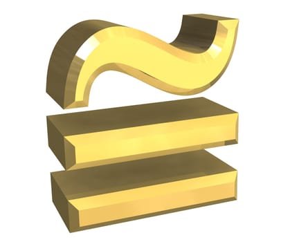 equal circa math symbol in gold - 3d made