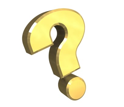 question mark, help symbol in gold (3d made)