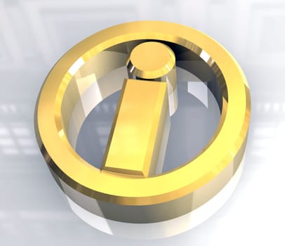 info symbol in gold (3d made)
