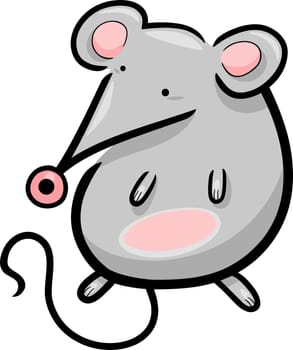 cartoon illustration of cute little gray mouse