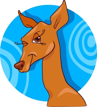 Cartoon Humorous Illustration of Cute Doe or Roe Animal Character
