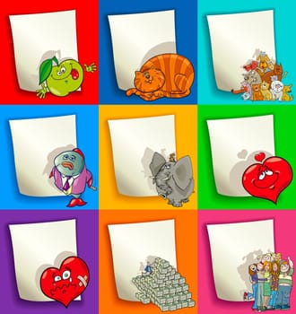 Cartoon Illustration Set of Colorful Blank Designs for Decoration or Invitation