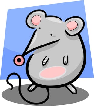 cartoon illustration of cute little gray mouse