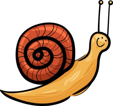 cartoon illustration of cute snail with shell