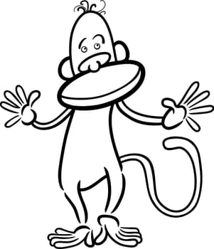 cartoon illustration of cute monkey for coloring book