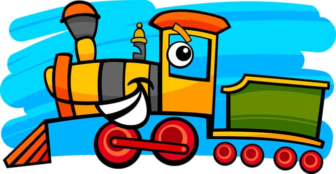 cartoon illustration of cute steam engine locomotive or train character