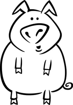 coloring page illustration of funny farm pig for coloring page