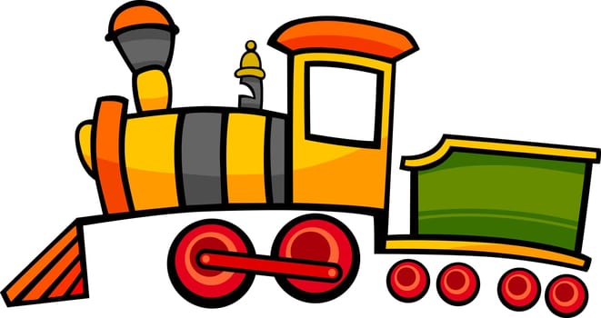 cartoon illustration of cute colorful steam engine locomotive or train