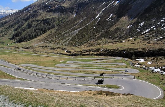 The many hairpin bends on the Splügen Pass