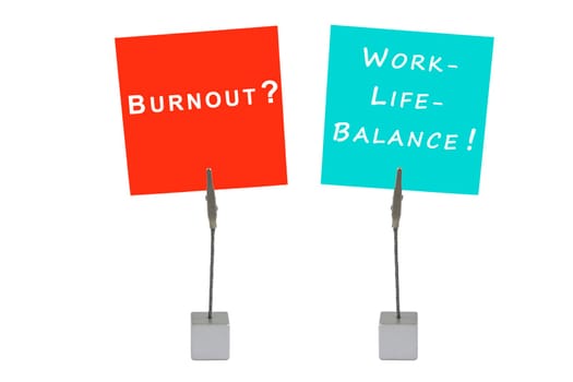 Note holder and notepad: Burnuot? Work-life balance!