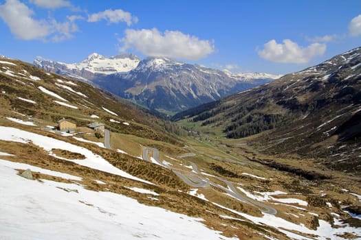 The many hairpin bends of the Splügen Pass