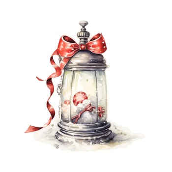 Watercolor Christmas Glass Jar Magic Night Xmas. AI Generated.