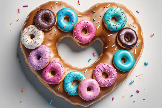 Donut in the shape of a heart. Valentine's Day Gift Concept