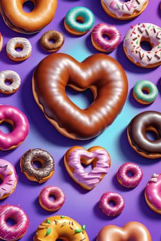 Donut in the shape of a heart. Valentine's Day Gift Concept