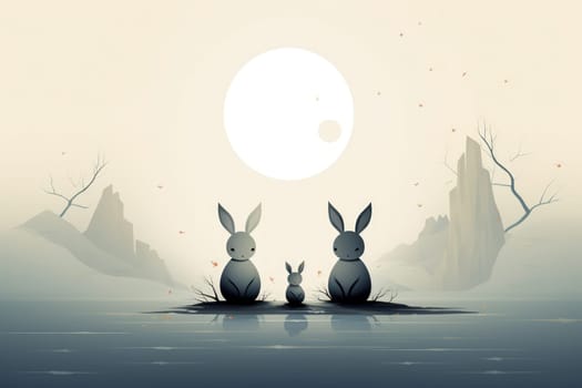 Within the realm of fantasy, playful moon rabbits frolic, their presence bringing luck and fortune to those fortunate enough to encounter them.
