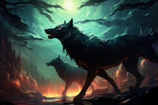 Immerse yourself in the fantastical world of shadows with this captivating illustration by a professional visual artist.