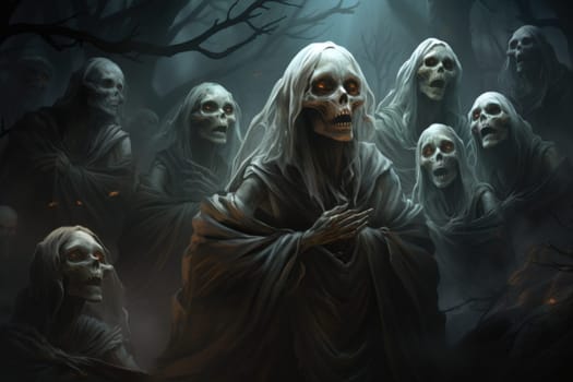 Deep within the realm of fantasy, vengeful banshees dwell, their anguished wails piercing the stillness of haunted forests.