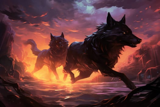 Immerse yourself in the fantastical world of shadows with this captivating illustration by a professional visual artist.