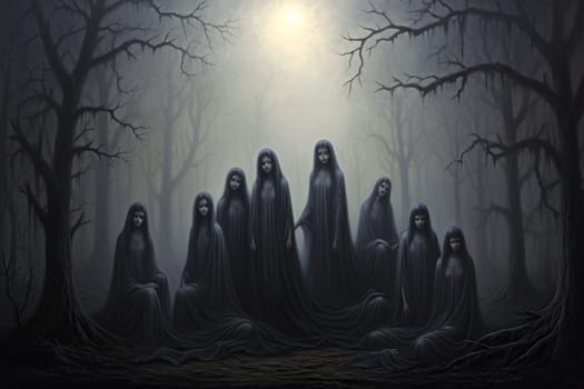 Deep within the realm of fantasy, vengeful banshees dwell, their anguished wails piercing the stillness of haunted forests.