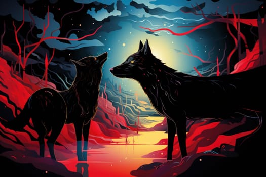 Immerse yourself in the fantastical world of shadows with this captivating illustration by a professional visual artist.