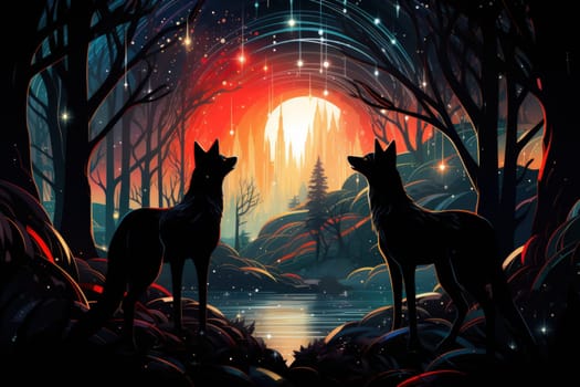 Immerse yourself in the fantastical world of shadows with this captivating illustration by a professional visual artist.