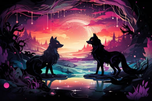 Immerse yourself in the fantastical world of shadows with this captivating illustration by a professional visual artist.