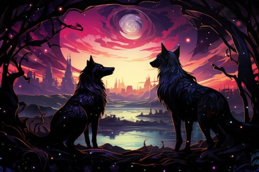 Immerse yourself in the fantastical world of shadows with this captivating illustration by a professional visual artist.