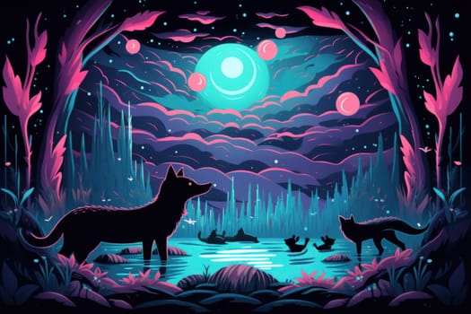 Immerse yourself in the fantastical world of shadows with this captivating illustration by a professional visual artist.