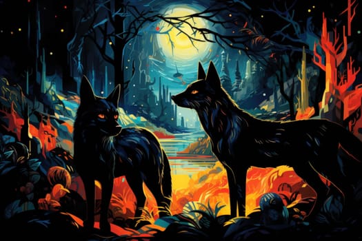 Immerse yourself in the fantastical world of shadows with this captivating illustration by a professional visual artist.