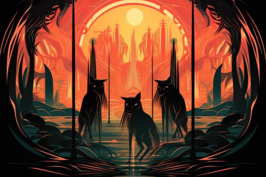 Immerse yourself in the fantastical world of shadows with this captivating illustration by a professional visual artist.
