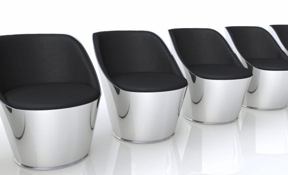 Clubchairs in a row - silver black
