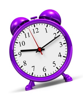Small Purple Alarm Clock Against White Background 2