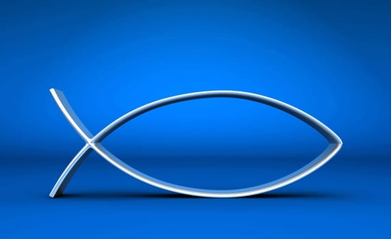 3D ICHTHYS Silver on Blue 08