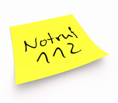 Sticky notes - Emergency number 112