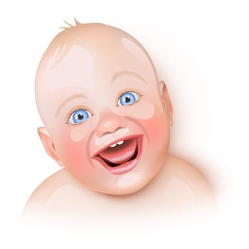 Cute caucasian baby is laughing